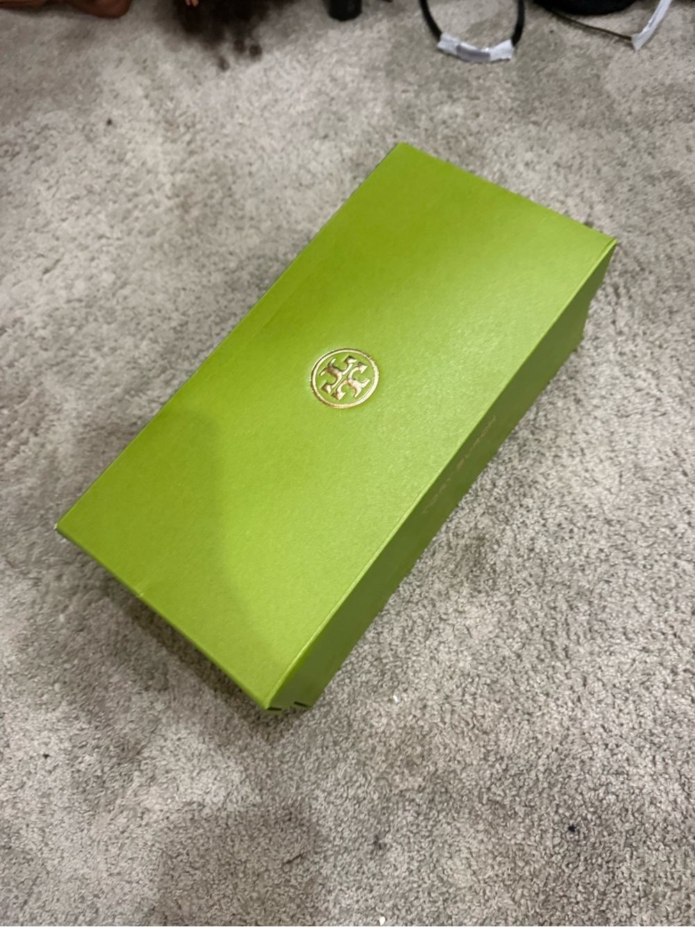 Tory Burch Lime Green Box with Gold Emblem